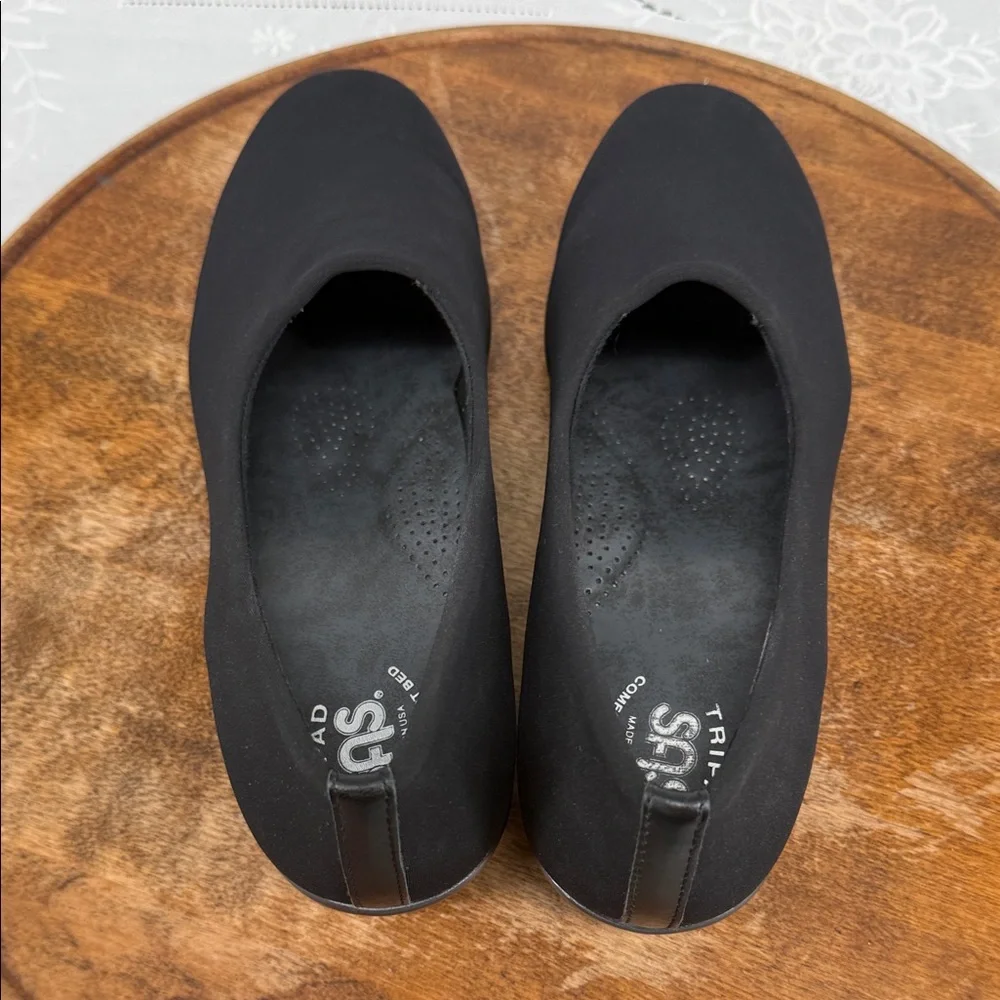 SAS Shoes Wm 9 M Bliss Black Comfort Wedge Slip On Loafer Tripad